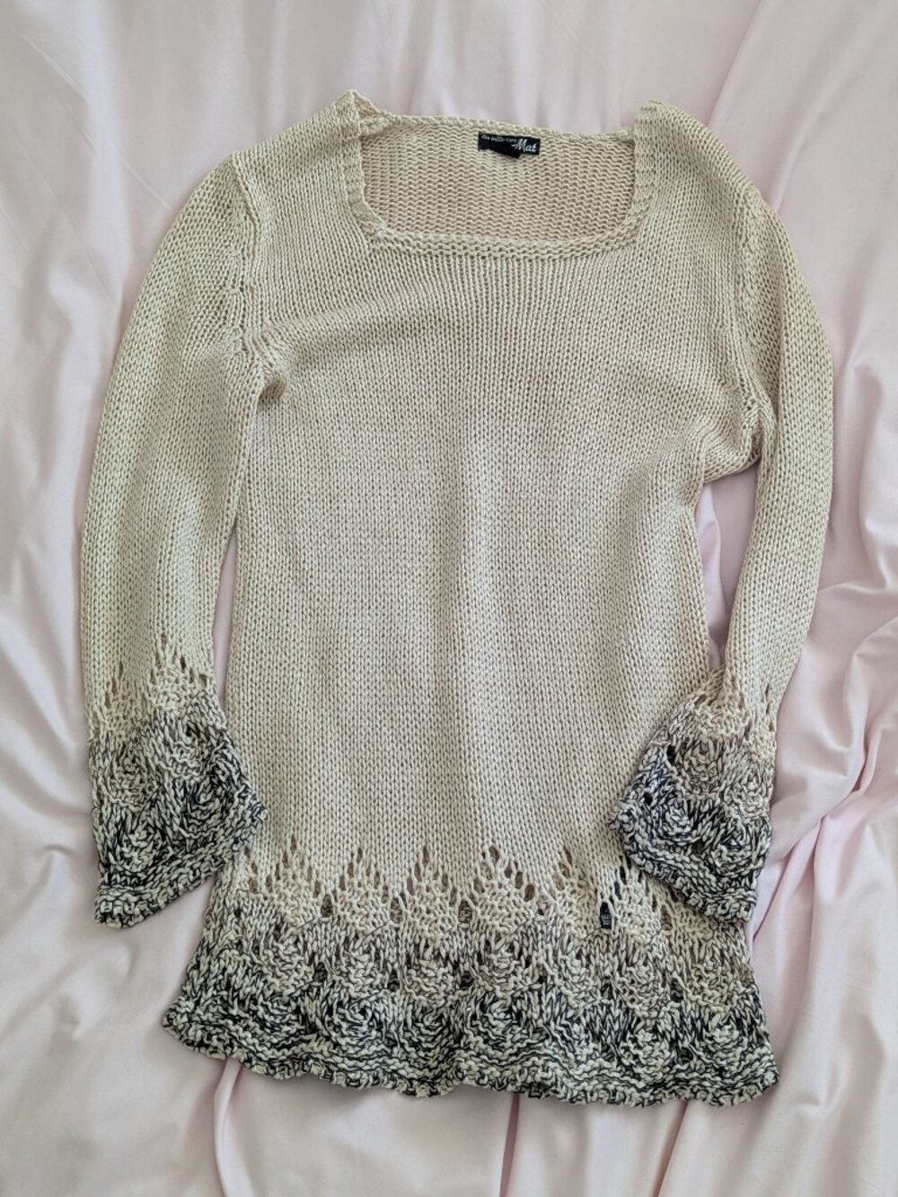 Les Collections Mat Tan Ombre Crochet Knit Sweater Size M